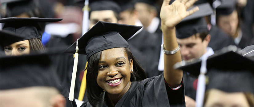 female student at commencement