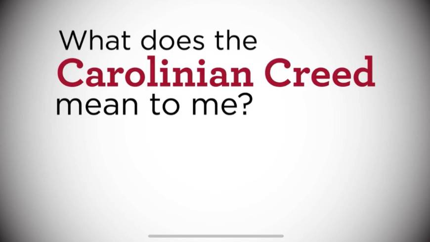 Video title card for "What does the Carolinian Creed mean to me?" video.