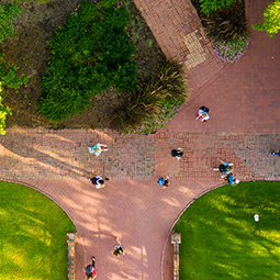 students walking on the Horseshoe