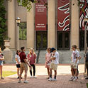 Tour group in front of visitor center