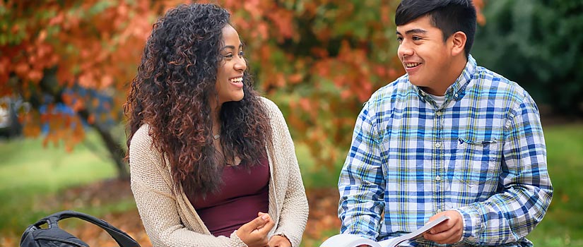 Students talking between classes