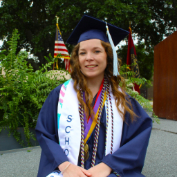 Emily McLeod in her graduation robe.