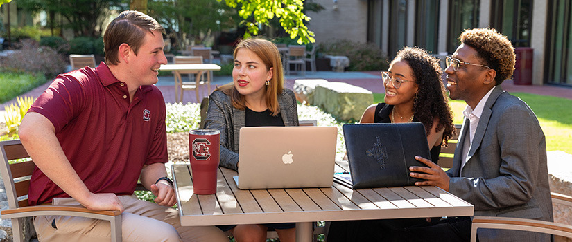 Students talking in the Courtyard