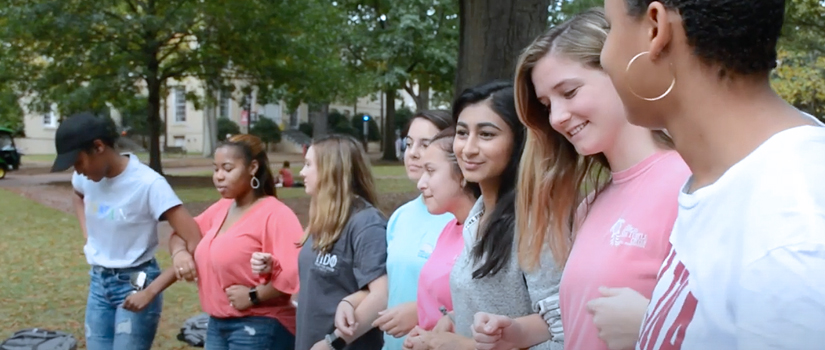 Rising Scholars cohort having fun on UofSC Horseshoe