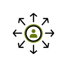 Icon illustrating a safe distance from a person