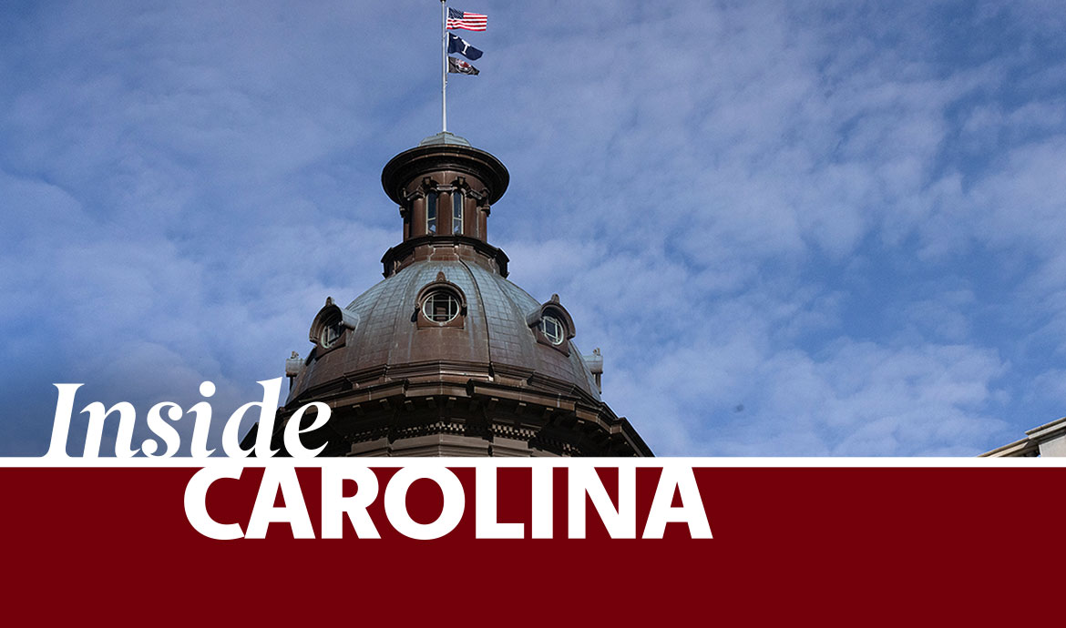 graphic that has a frame with the words Inside Carolina over an image of the SC Capitol dome with the U.S., state and USC flags flying