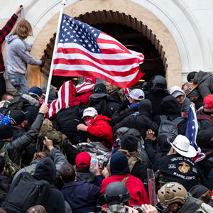 Rioters clash with police as they try to enter the Capitol building on Jan. 6, 2021