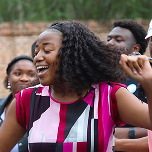 Joyce Brooks dancing at a Hip-Hop Wednesday event.