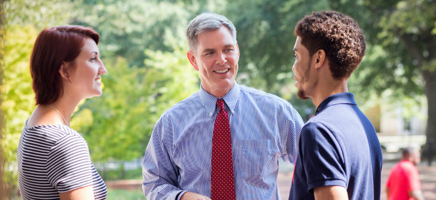 Dean Reichert speaks to students.